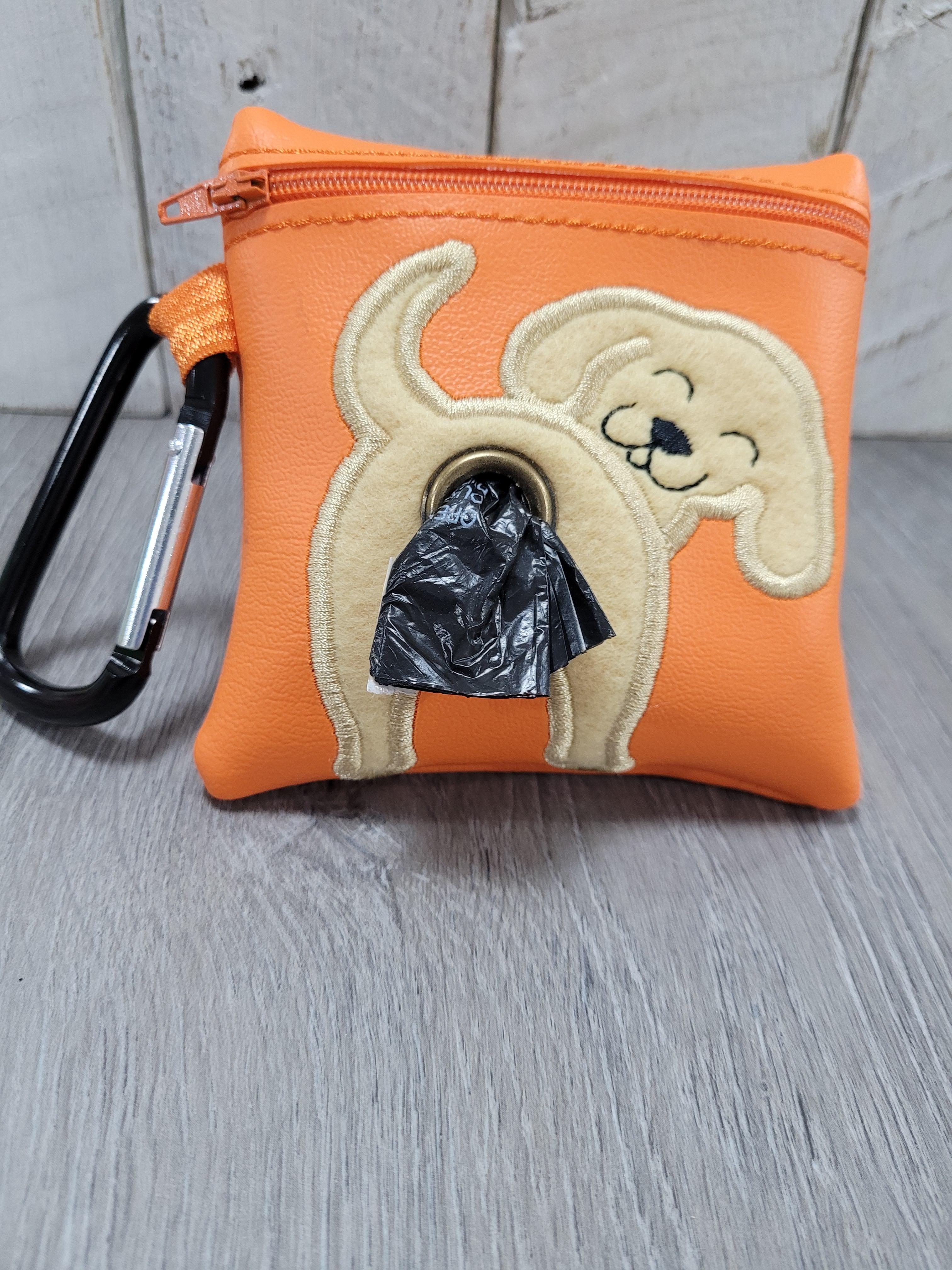 Yellow Lab Poo Bag on Orange