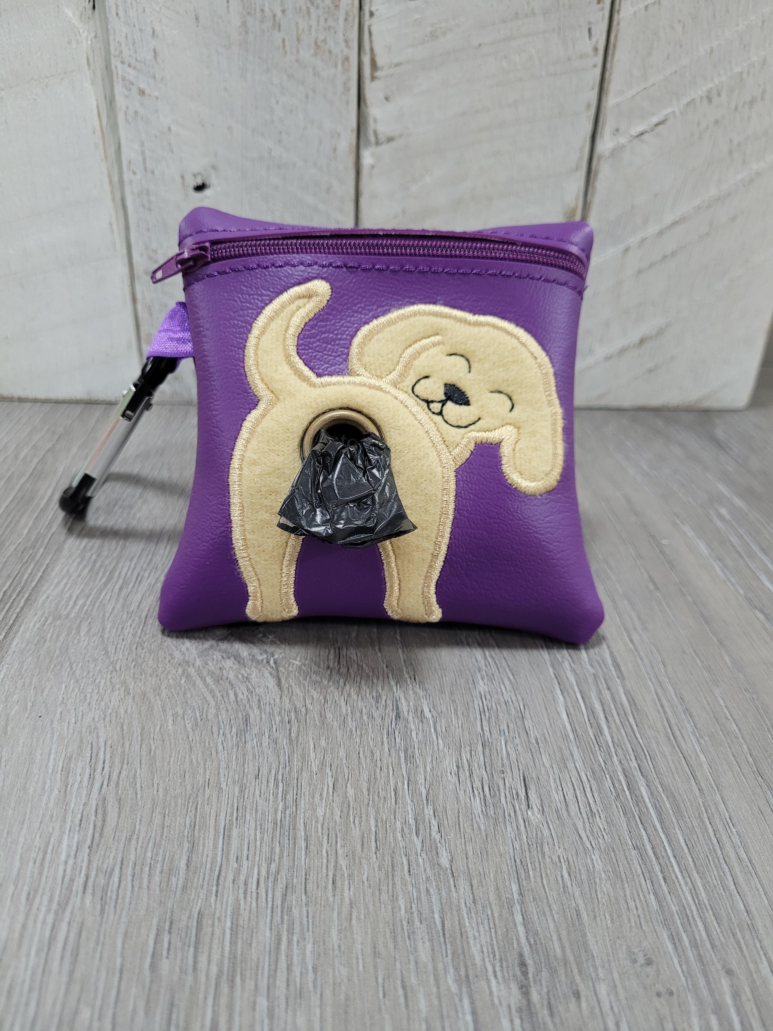 Yellow Lab Poo Bag on Purple